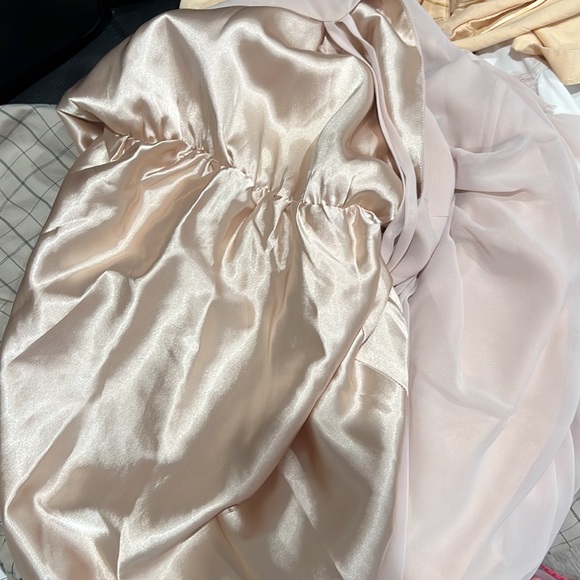 Ceremony by Joanna August Chiffon Satin Champagne Dusty Pink XS Dress - Picture 6 of 9